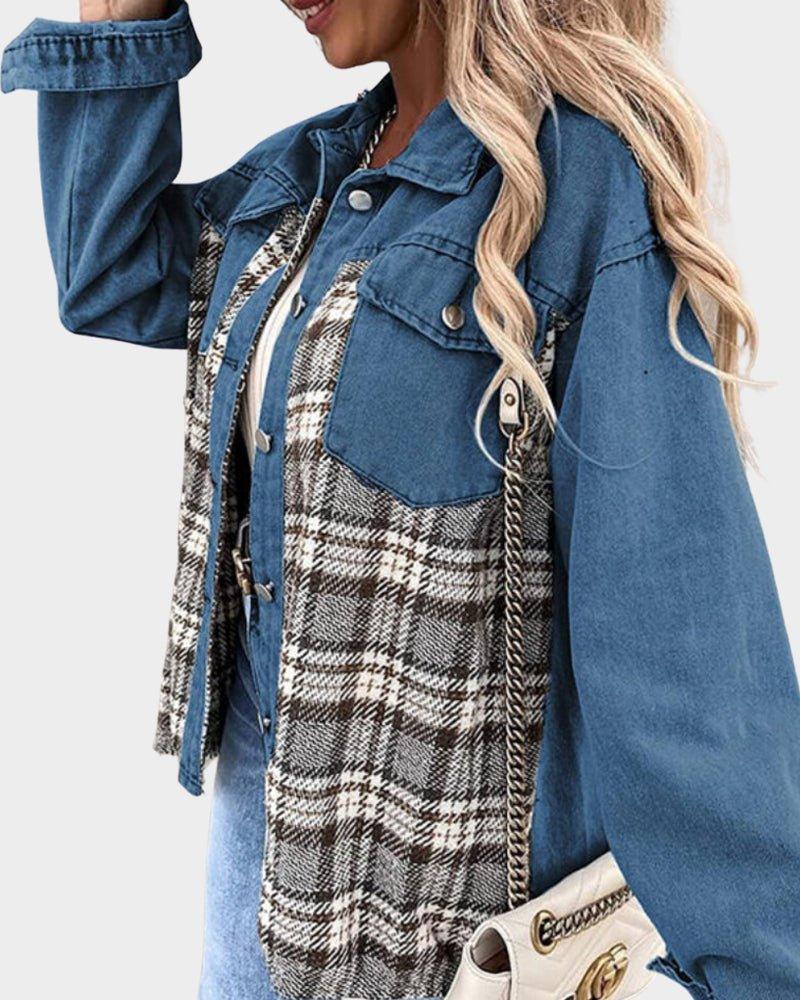 Womens Chic Plaid Patchwork Oversized Jacket for Style - Rebooters