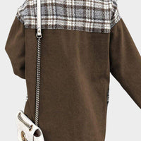 Womens Chic Plaid Patchwork Oversized Jacket for Style - Rebooters