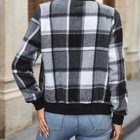 Womens Stylish Plaid Zip-Up Jacket for Trendy Comfort - Rebooters