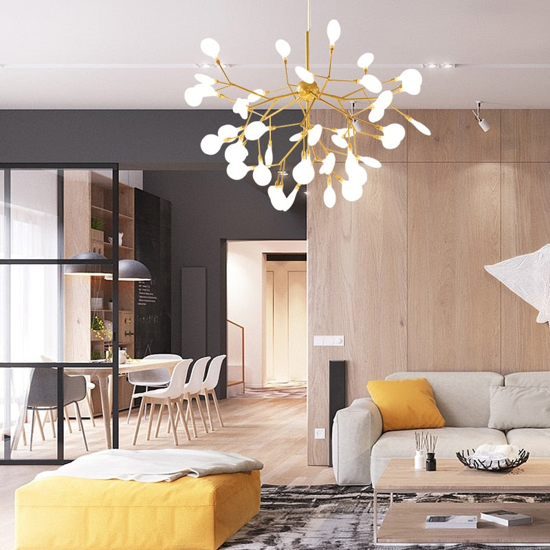 Modern Leaf Scattered Platinum Chandelier for Elegant Homes | Rebooters - Rebooters