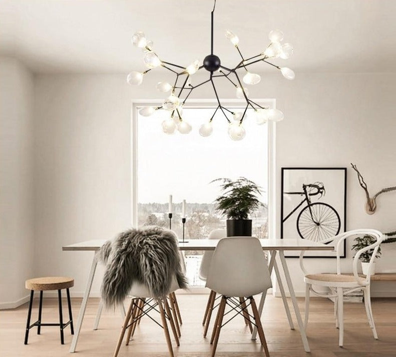 Modern Leaf Scattered Platinum Chandelier for Elegant Homes | Rebooters - Rebooters