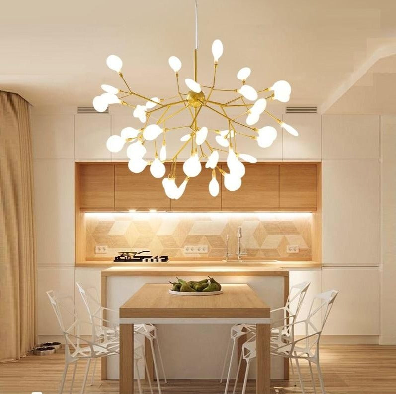 Modern Leaf Scattered Platinum Chandelier for Elegant Homes | Rebooters - Rebooters