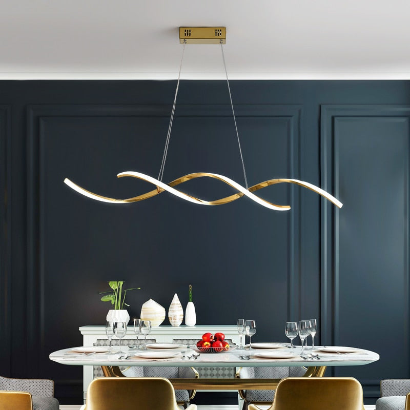 Modern Golden Spiral Linear Pendant Light for Home Decor | Rebooters - Rebooters