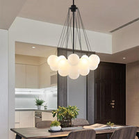European Style White Flower Cluster Ball Glass Chandelier | Rebooters - Rebooters