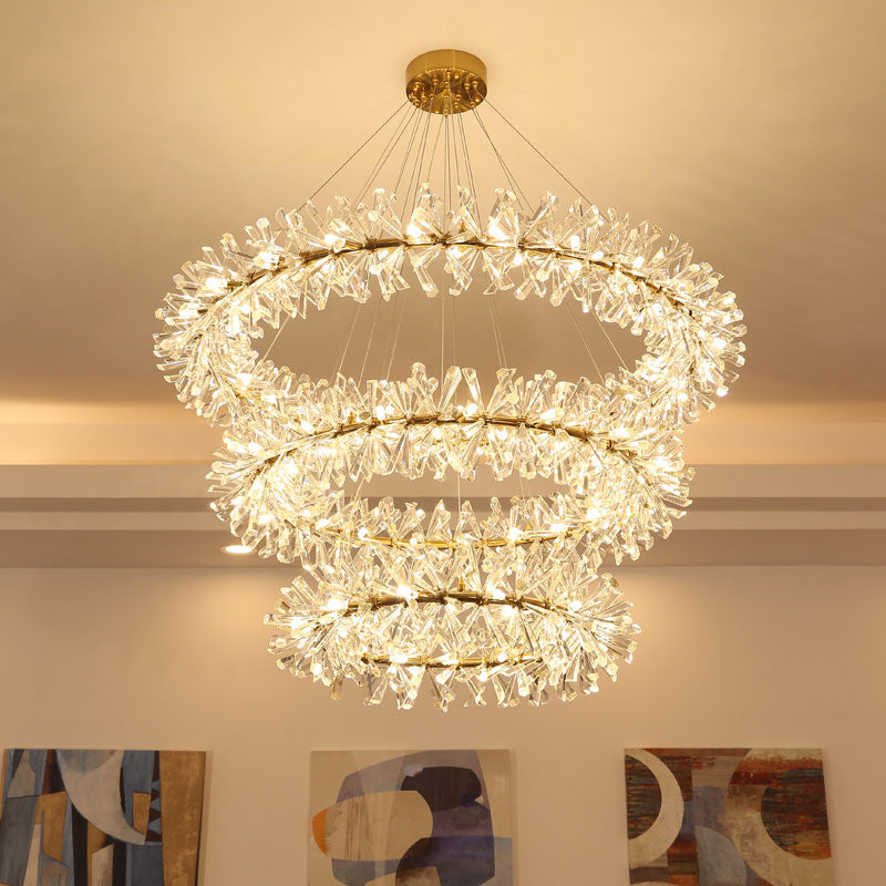 Multi-Layered Luxury Transparent Crystal Chandelier Light | Rebooters - Rebooters