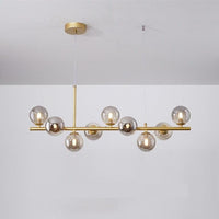 Modern Horizontal White Frosted Glass Ball Chandelier 7 Bulbs | Rebooters - Rebooters