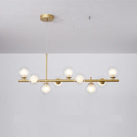 Modern Horizontal White Frosted Glass Ball Chandelier 7 Bulbs | Rebooters - Rebooters