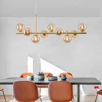 Modern Horizontal White Frosted Glass Ball Chandelier 7 Bulbs | Rebooters - Rebooters