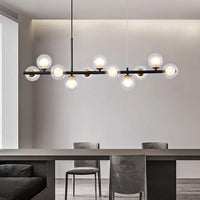 Modern Horizontal White Frosted Glass Ball Chandelier 7 Bulbs | Rebooters - Rebooters