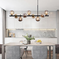Modern Horizontal White Frosted Glass Ball Chandelier 7 Bulbs | Rebooters - Rebooters