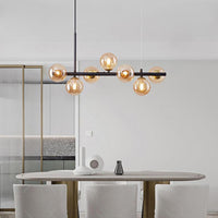 Modern Horizontal White Frosted Glass Ball Chandelier 7 Bulbs | Rebooters - Rebooters