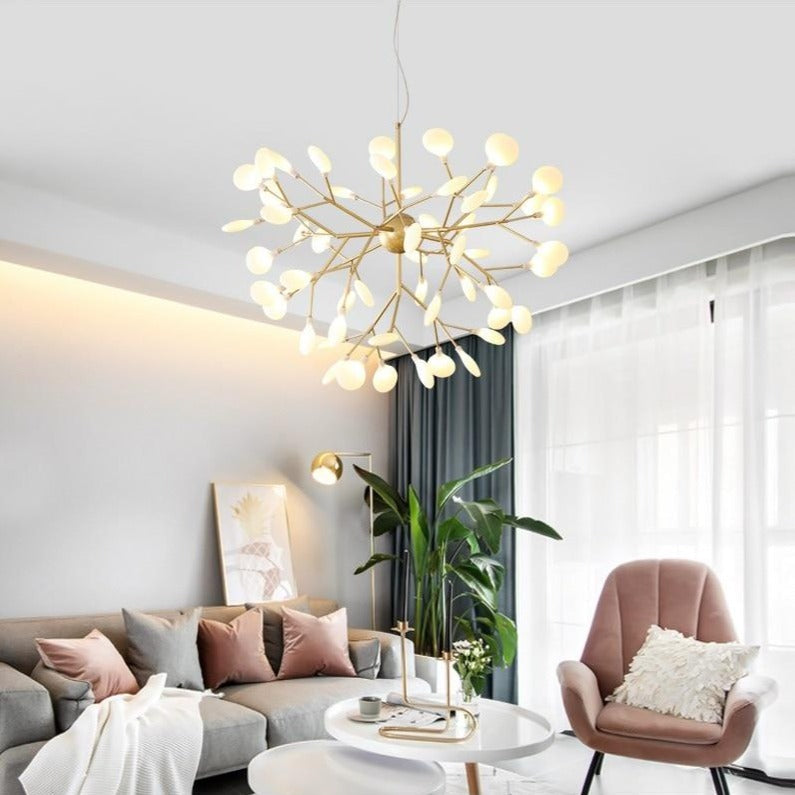 Modern Leaf Scattered Platinum Chandelier for Elegant Homes | Rebooters - Rebooters