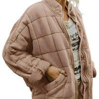 Womens Cozy Lightweight Winter Zip-Up Jacket in Quilted Fleece - Rebooters