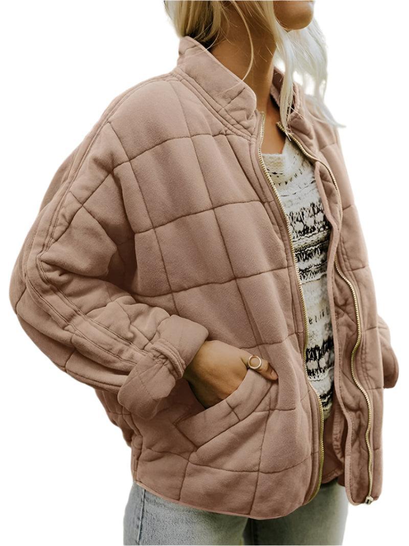 Womens Cozy Lightweight Winter Zip-Up Jacket in Quilted Fleece - Rebooters