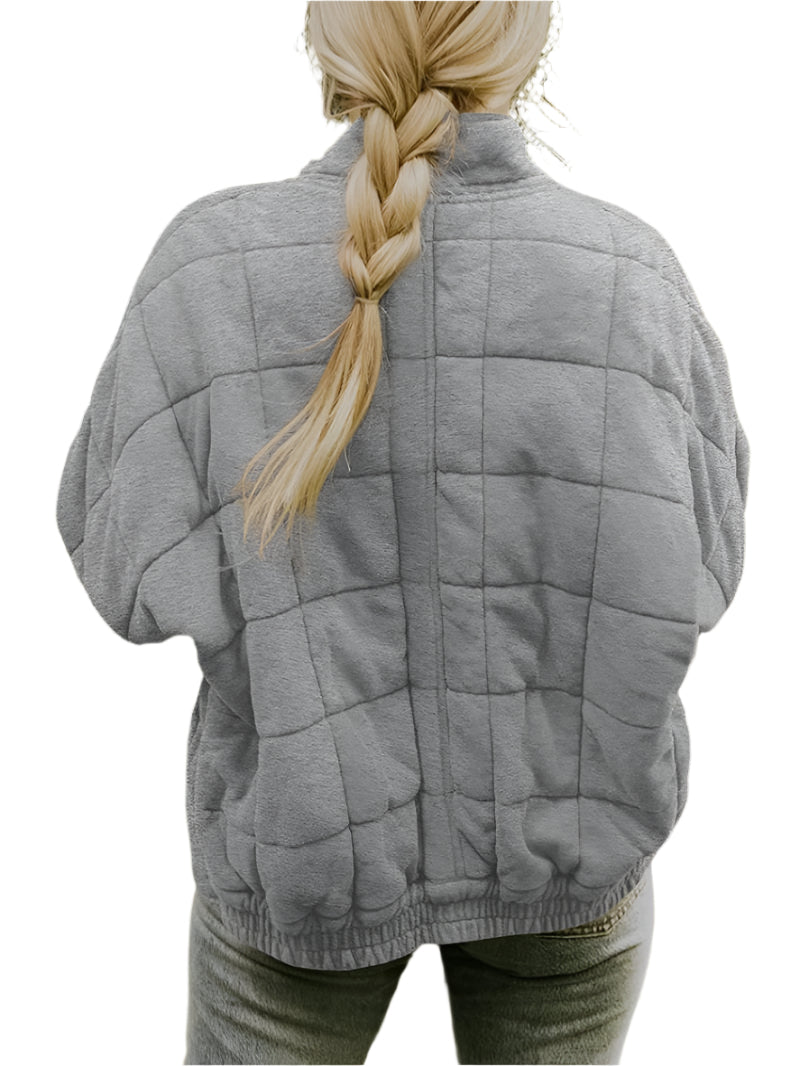 Womens Cozy Lightweight Winter Zip-Up Jacket in Quilted Fleece - Rebooters