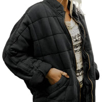 Womens Cozy Lightweight Winter Zip-Up Jacket in Quilted Fleece - Rebooters