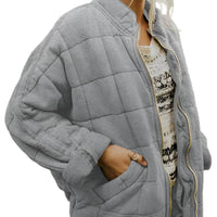 Womens Cozy Lightweight Winter Zip-Up Jacket in Quilted Fleece - Rebooters