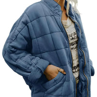 Womens Cozy Lightweight Winter Zip-Up Jacket in Quilted Fleece - Rebooters