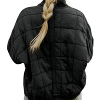 Womens Cozy Lightweight Winter Zip-Up Jacket in Quilted Fleece - Rebooters