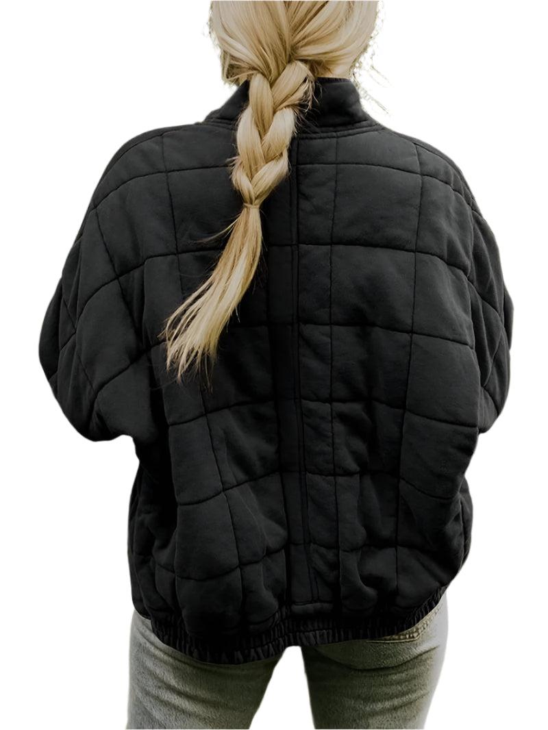 Womens Cozy Lightweight Winter Zip-Up Jacket in Quilted Fleece - Rebooters