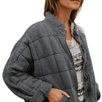Womens Cozy Lightweight Winter Zip-Up Jacket in Quilted Fleece - Rebooters
