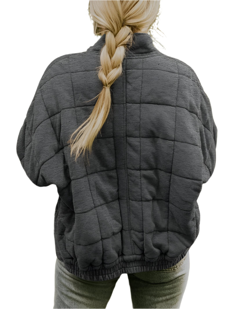 Womens Cozy Lightweight Winter Zip-Up Jacket in Quilted Fleece - Rebooters