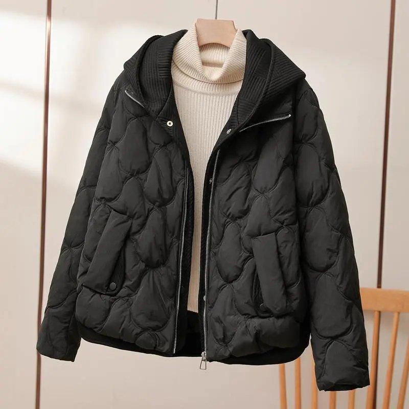 Womens Cozy Quilted Hooded Puffer Jacket for Warmth - Rebooters