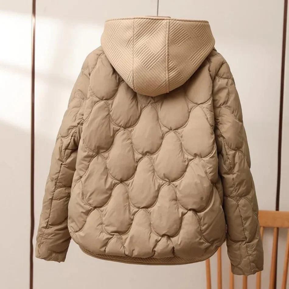 Womens Cozy Quilted Hooded Puffer Jacket for Warmth - Rebooters