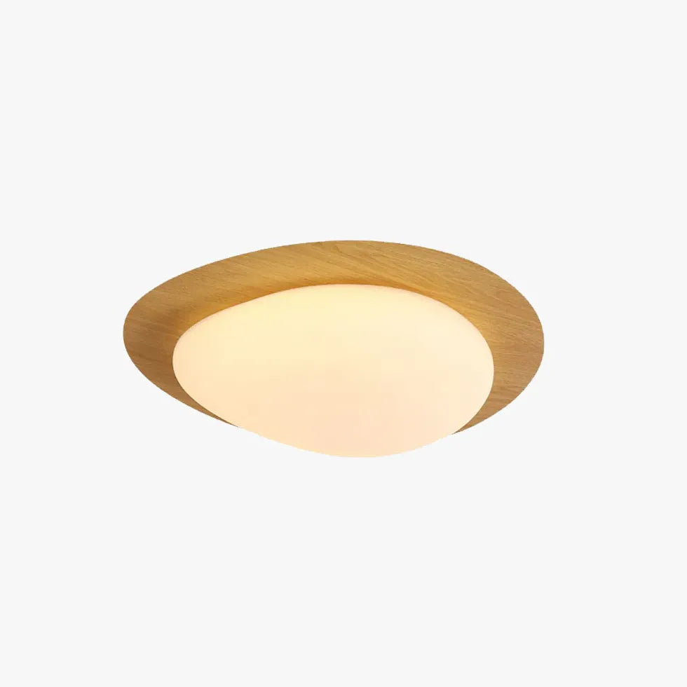 Round Minimalist Ceiling Light with Wooden Frame Fixture - Rebooters