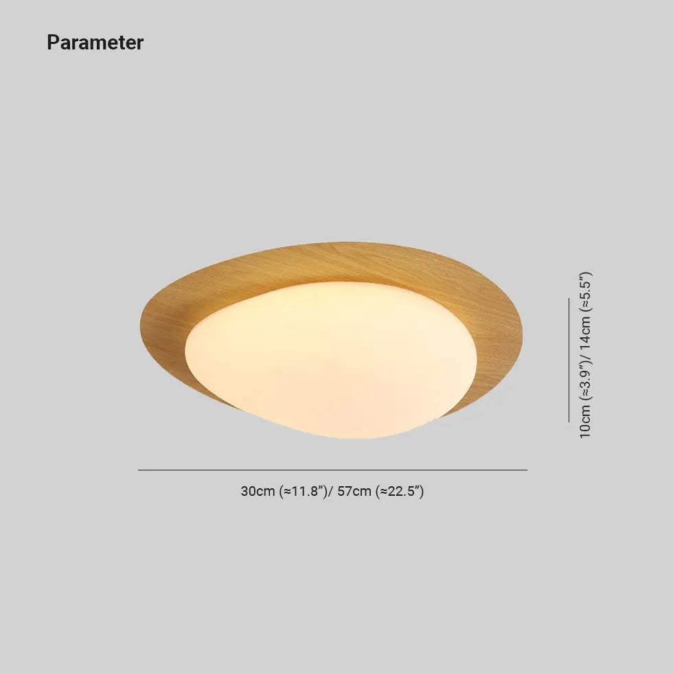 Round Minimalist Ceiling Light with Wooden Frame Fixture - Rebooters