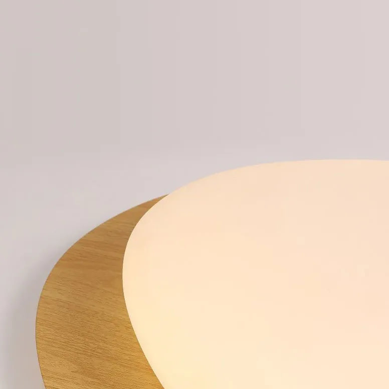 Round Minimalist Ceiling Light with Wooden Frame Fixture - Rebooters