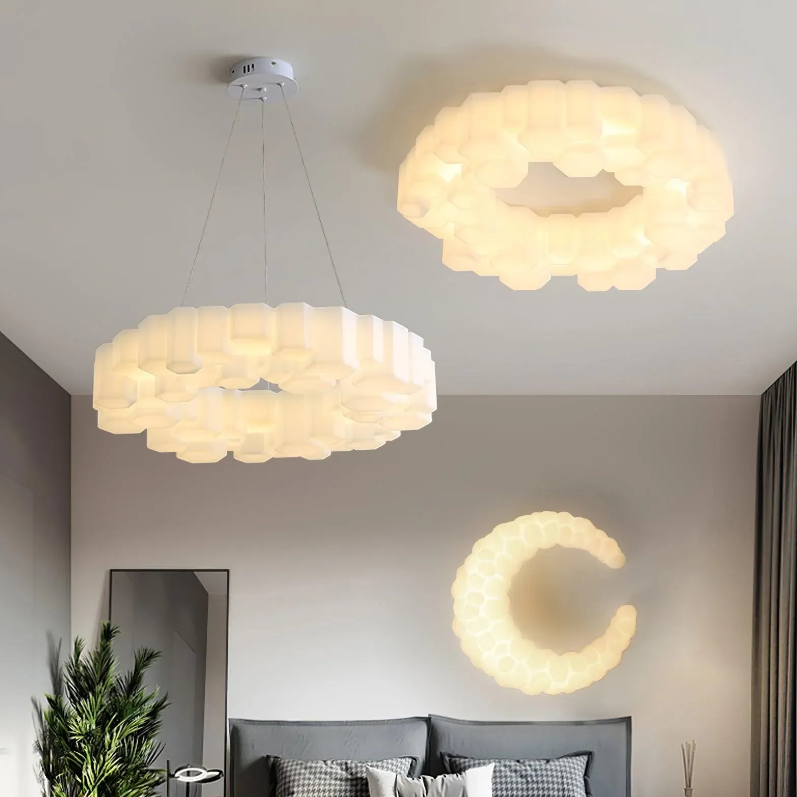 Layered Circular Translucent Artistic Pendant Light Fixture - Rebooters