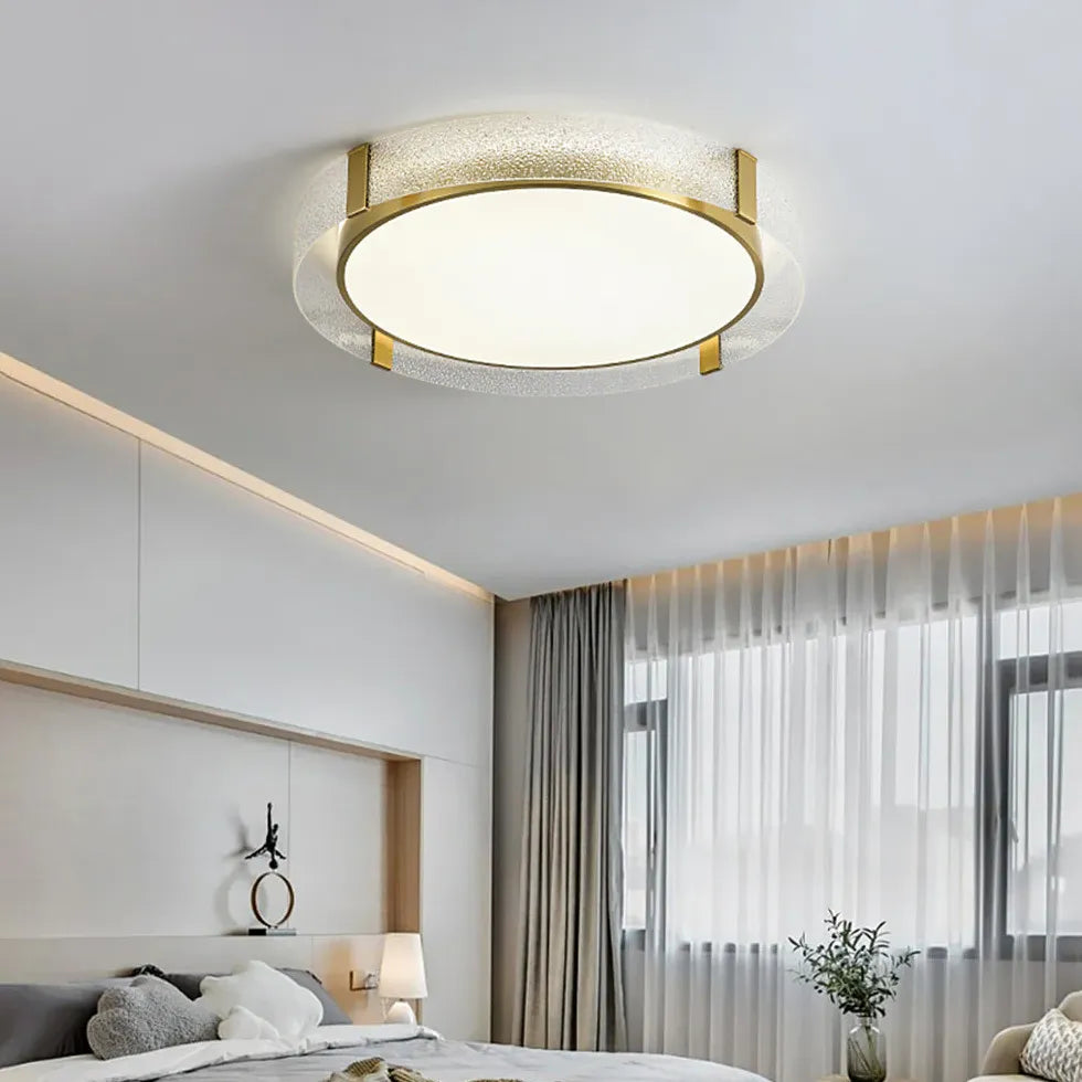 Round Glass Framed Ceiling Light for Bedroom Decor - Rebooters