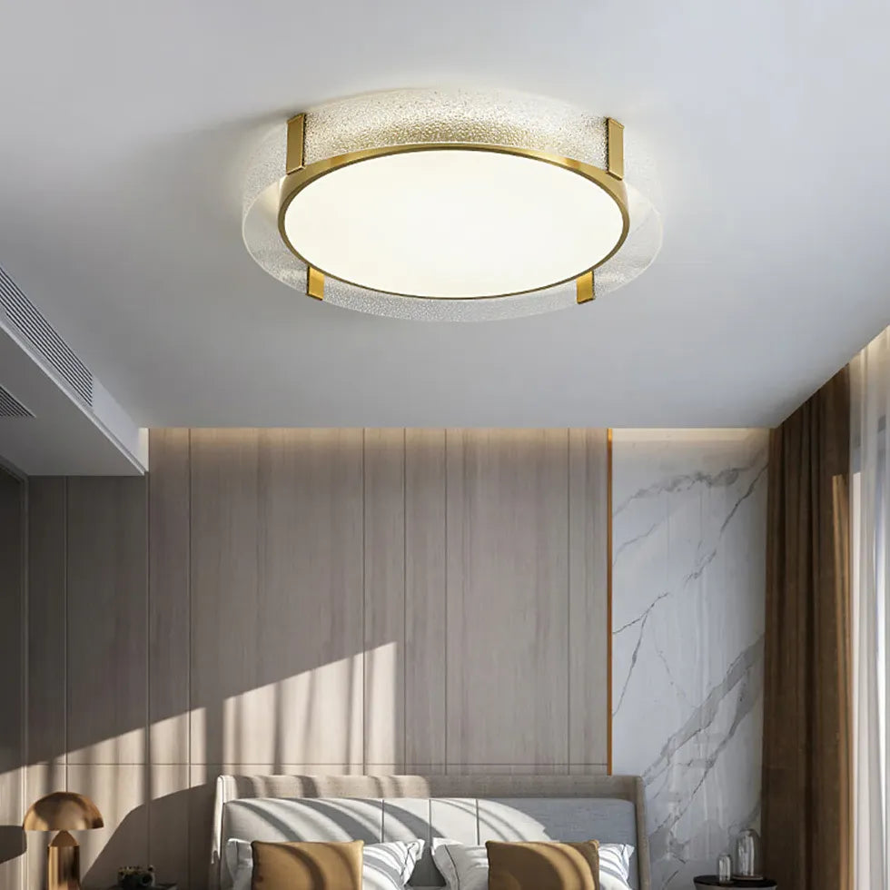 Round Glass Framed Ceiling Light for Bedroom Decor - Rebooters