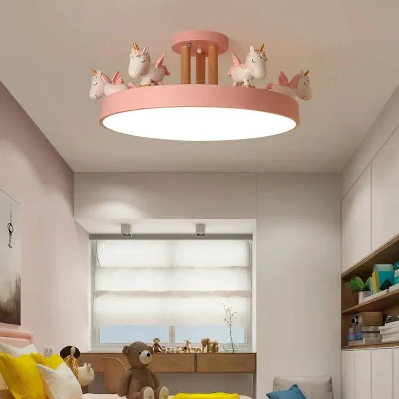 Carousel Horses Bedroom Flush Ceiling Lights for Kids - Rebooters