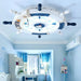 Ship Wheel-Shaped Blue and White Ceiling Light Fixture - Rebooters