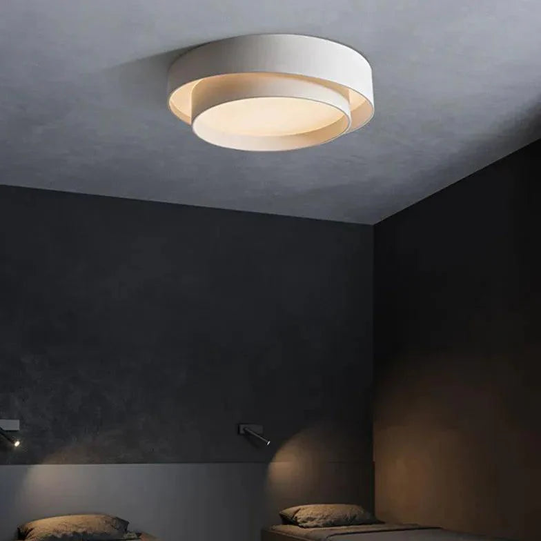 Layered Circular Modern White Flush Ceiling Lights Design - Rebooters