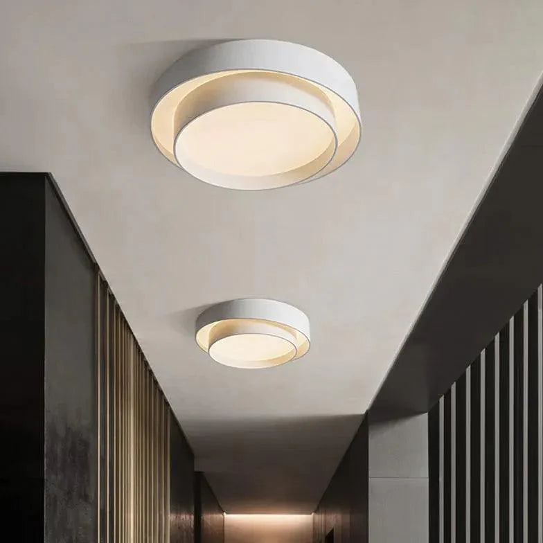 Layered Circular Modern White Flush Ceiling Lights Design - Rebooters