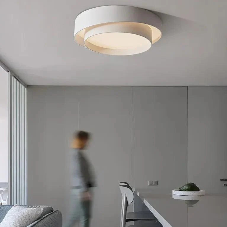 Layered Circular Modern White Flush Ceiling Lights Design - Rebooters