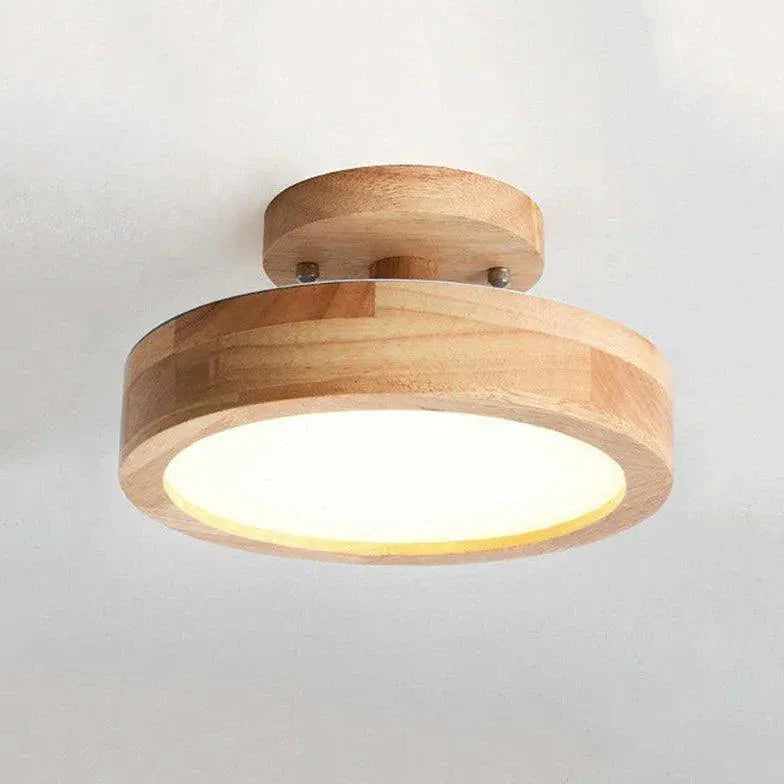 Soft Light Lampshade Wooden Flush Ceiling Light Fixture - Rebooters