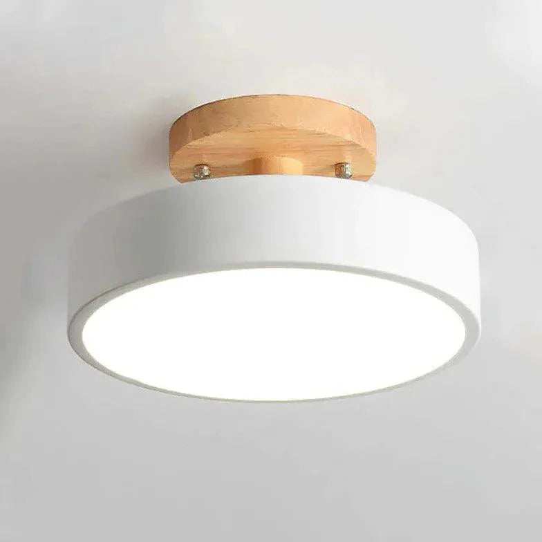 Soft Light Lampshade Wooden Flush Ceiling Light Fixture - Rebooters