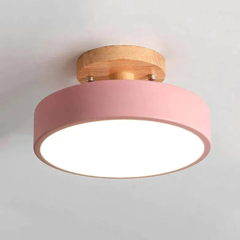 Soft Light Lampshade Wooden Flush Ceiling Light Fixture - Rebooters