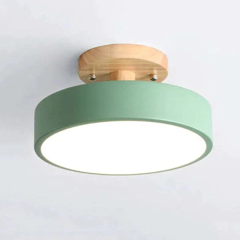 Soft Light Lampshade Wooden Flush Ceiling Light Fixture - Rebooters