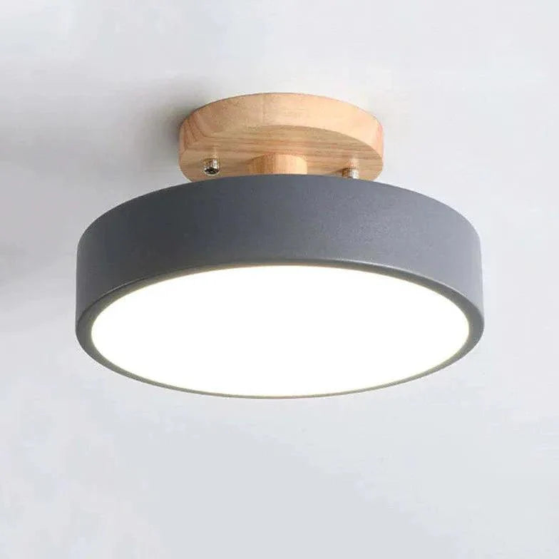 Soft Light Lampshade Wooden Flush Ceiling Light Fixture - Rebooters