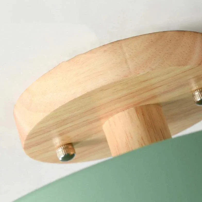 Soft Light Lampshade Wooden Flush Ceiling Light Fixture - Rebooters