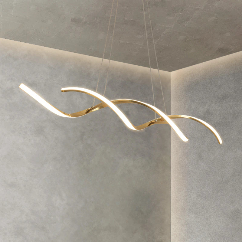 Modern Golden Spiral Linear Pendant Light for Home Decor | Rebooters - Rebooters