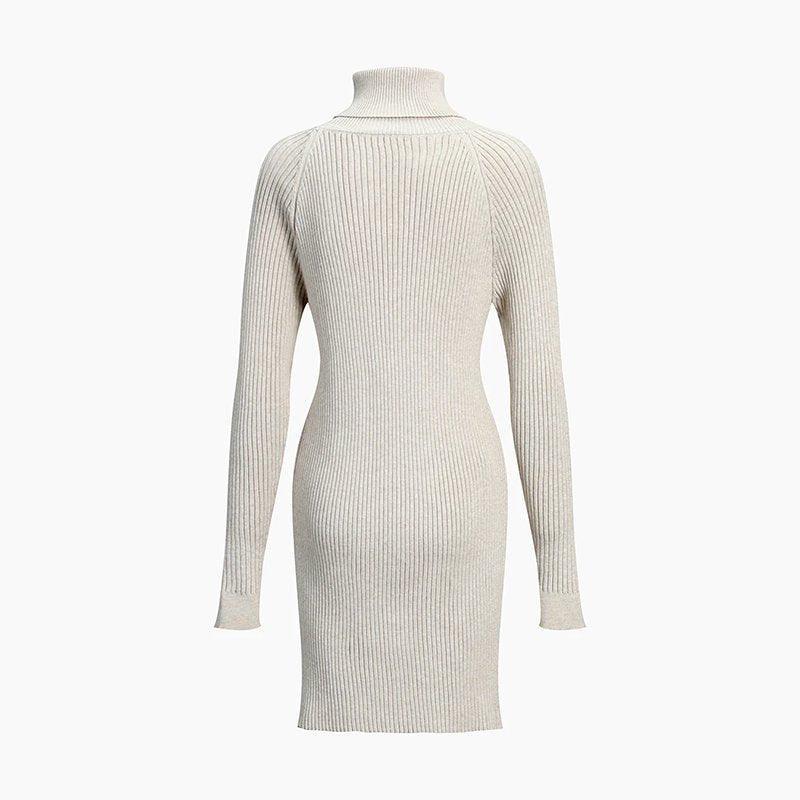 Womens Ribbed Turtleneck Sweater Dress for Cozy Style - Rebooters -Women's Dresses