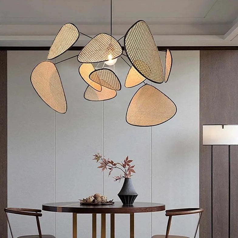 Radial Irregular Rattan Sheet Pendant Light for Home Decor | Rebooters - Rebooters