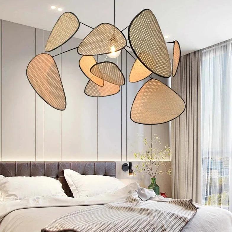 Radial Irregular Rattan Sheet Pendant Light for Home Decor | Rebooters - Rebooters