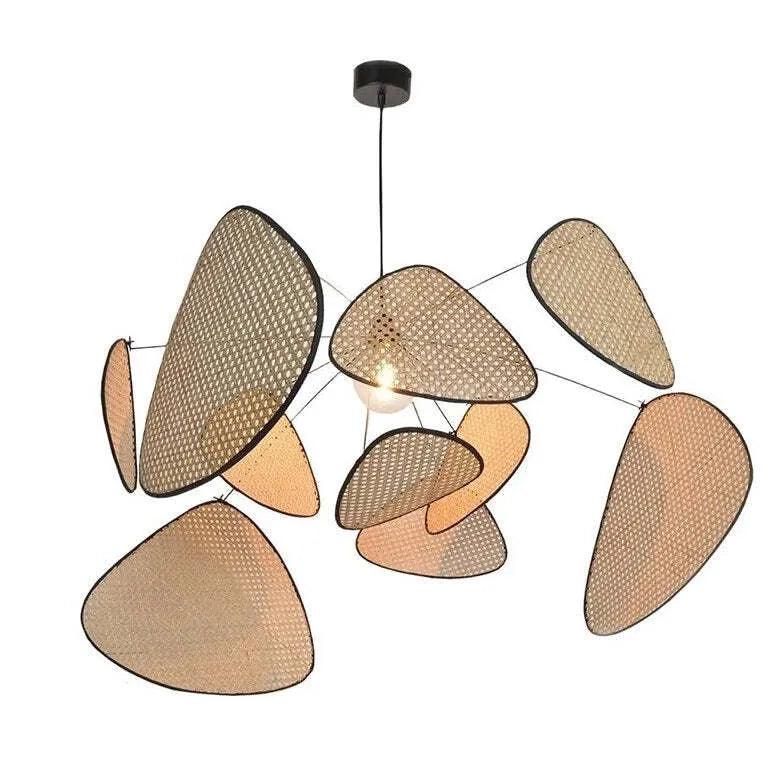 Radial Irregular Rattan Sheet Pendant Light for Home Decor | Rebooters - Rebooters